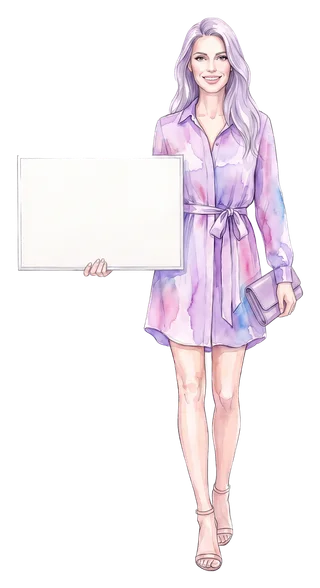 Iris Vale, the painted host, holds a closed wallet and a board beside the section on signing up. Her board reads: 19+ with government-issued photo ID.